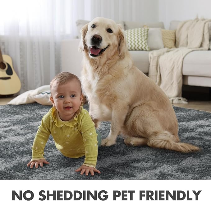 9x12 Ft Extra Large Shag Rugs for Living Room, Ultra Soft Fluffy Furry Area Rugs for Bedroom Indoor Floor, Aesthetic Carpet for Kids Home Decor (Grey)
