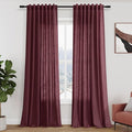 Nanspring Burgundy Linen Curtains for Living Room 100 Inches Long Light Filtering Semi Sheer Curtain Back Tab Vintage Boho Decor Elegant Luxury Drapes for Bedroom Dinner Room 52x100, 2 Panels