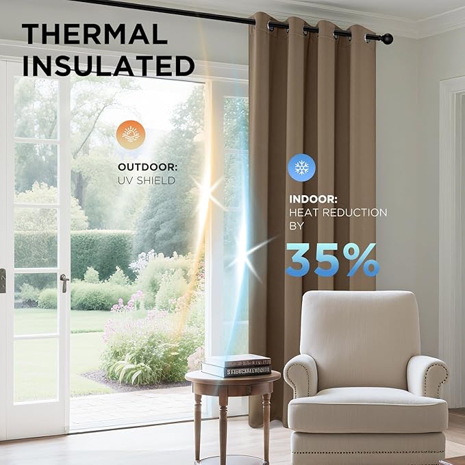 Joydeco Blackout Curtains 120 Inch Length 2 Panels Set, Thermal Insulated Long Curtains& Drapes 2 Burg, Christmas Drapes for Living Room Bedroom Window