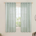 LAMIT 63 Inch Semi Sheer Linen Curtains, Light Filtering Panels Back Tab and Rod Pocket Neutral Drapes for Bedroom/Living Room, Light Sage, 2 Panels, 34 x 63 Inch