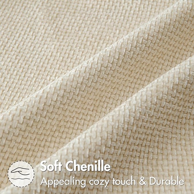 MIULEE Pack of 2 Lumbar Couch Throw Pillow Covers 20x12 Inch Neutral Cream Modern Boho Accent Decorative Pillow Covers Soft Chenille Farmhouse Cushion Covers for Home Decor Bed Sofa Living Room