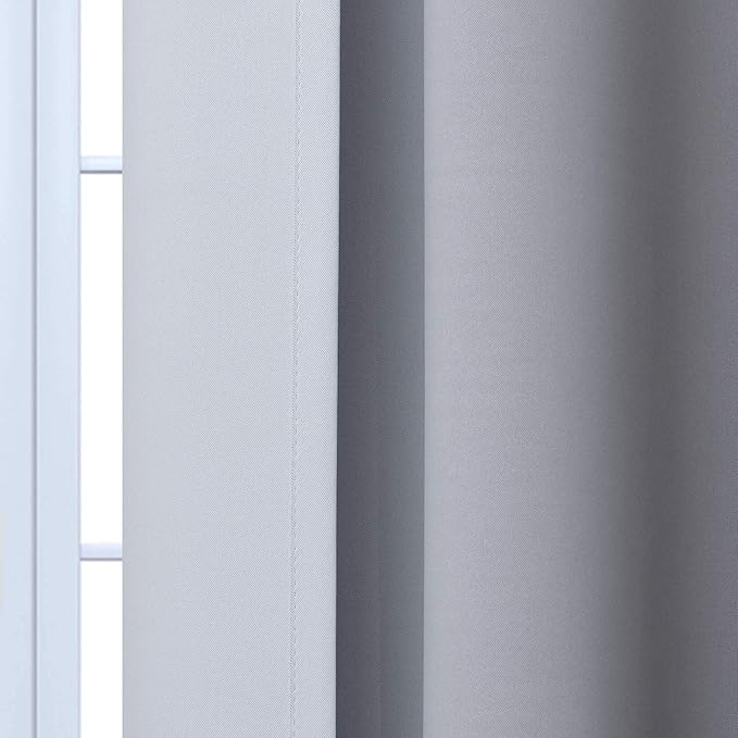 Yakamok Greyish White and Black Ombre Curtains for Bedroom, Light Blocking Gradient Color Drapes, Room Darkening Thermal Insulated Grommet Window Curtains for Living Room(Black, 2 Panels, 70x84 Inch)
