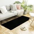 Ashler Faux Fur Rug, Ultra Soft Faux Rabbit Fur, Black Area Rugs, 2.2 x 6 Feet Rectangle, Machine Washable Nursery Decor Throw Rugs for Bedroom, Kids Room, Living Room