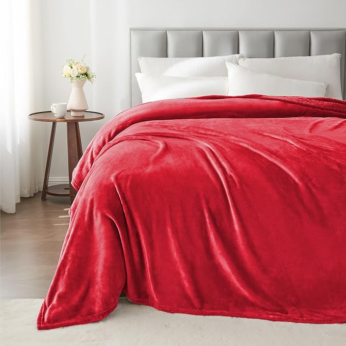 BEDELITE Fleece Blanket Red Full Blankets for Couch & Bed, Luxury Plush Cozy Fuzzy Blanket 84" x 90", Super Soft Warm Lightweight Throw Blanket for Travel Camping