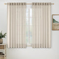 MIULEE Cream Linen Curtains 45 Inch Length 2 Panels for Bedroom Living Room, Soft Linen Textured Window Drapes Semi Sheer Light Filtering Back Tab Rod Pocket Farmhouse Modern Burlap Look Decor