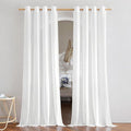 NICETOWN Rustic Linen 144 inch Long Curtains for Living Room, Grommet Privacy Added Thick Linen Weave with Light Filter Window Curtains & Drapes for Bedroom, White, W55 x L144, 2 Panels