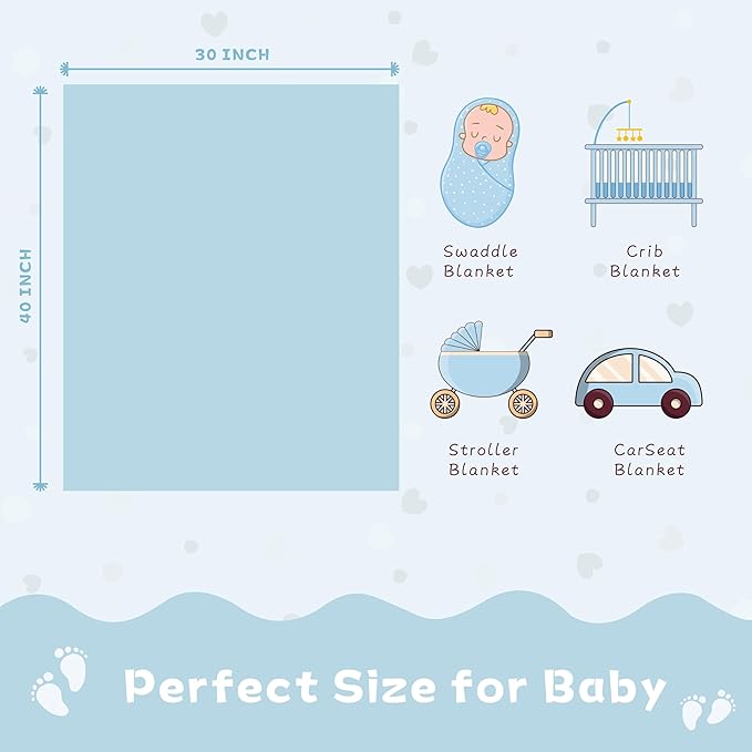 Sherpa Fleece Baby Blanket Heart Checkered Blanket, Ultra Soft Fluffy Premium Baby Blankets for Boys Girls, Cozy Infant Toddler Newborn Receiving Blankets for Crib Stroller 30”×40” (Blue)