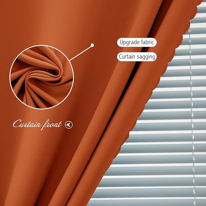 Self Adhesive Curtains Portable Blackout Curtain Simple and Easy to Install Bedroom Window Thermal Lnsulated Kitchen Room Darkening Black Small Drapes, 47" W X 79" L, Orange, 1 Panel