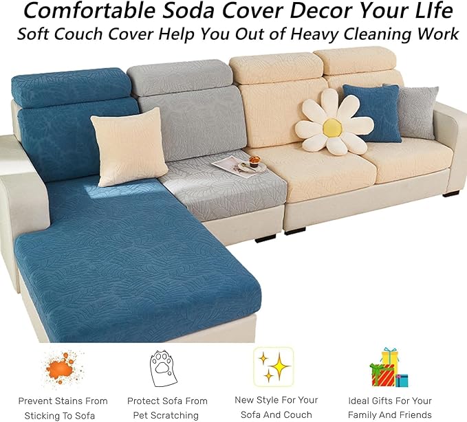 Soothing Home Sofa Covers, Sofa Hero Covers, Wear-Resistant Universal Couch Covers Washable Stretch Sectional Couch Cushion Covers (Light Green,Back Cover M)