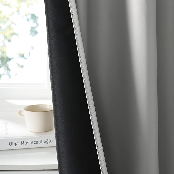 RYB HOME 100% Blackout Short Curtains for Small Window, Thermal Insulated Total Room Darkening Noise Reducing Curtains for Basement Bathroom RV Cars, 29 inches Wide by 24 inches Long, Sliver Grey