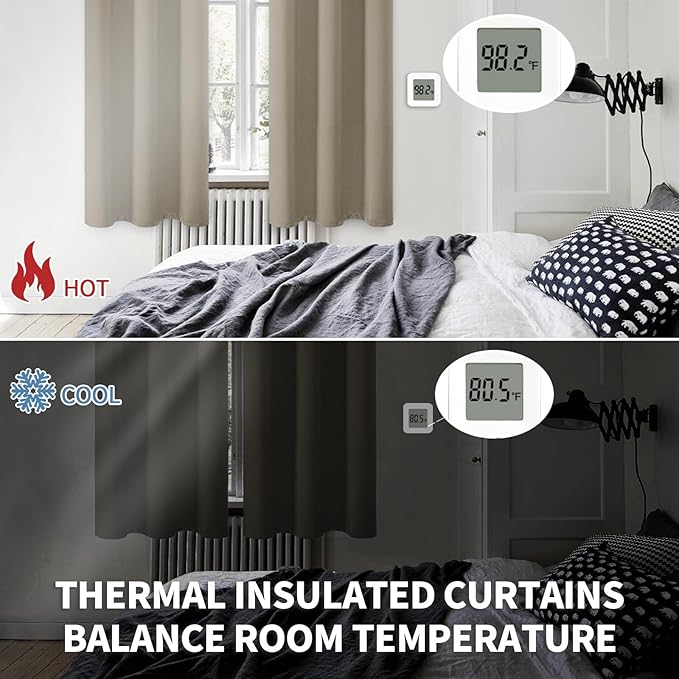 BGment Room Darkening Curtains 63 Inches Long - Grommet Thermal Insulated Drapes Window Treatment Curtains for Bedroom, 2 Panels, 70 x 63 Inch, Cocoa