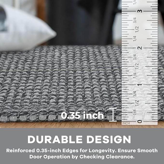 KOZYFLY Runners for Hallways 2x5 ft Washable Kitchen Runner Non Slip Rubber Backed Hall Runners Cotton Entryway Runner Rugs Floor Carpet for Indoor Backdoor Bedroom Kitchen, Grey/Dark Grey