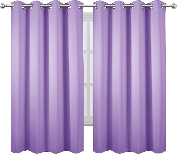 LEMOMO Lavender Blackout Curtains 52 x 63 Inch Length/Set of 2 Curtain Panels/Thermal Insulated Room Darkening Blackout Curtains for Bedroom