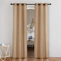 NICETOWN Camel Linen Doorway Curtains 80 inches Long, Grommet Thick Linen Weave Semi Sheer Window Treatments Privacy Assured with Light Filtering for Bedroom/Side Door, W34 x L80