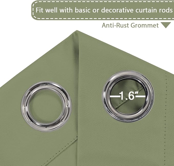 H.VERSAILTEX Blackout Patio Curtains 100 x 96 Inches for Sliding Door Extral Wide Blackout Curtain Panels Thermal Insulated Room Divider - Grommet Top, 8' Tall by 8.5' Wide - Sage