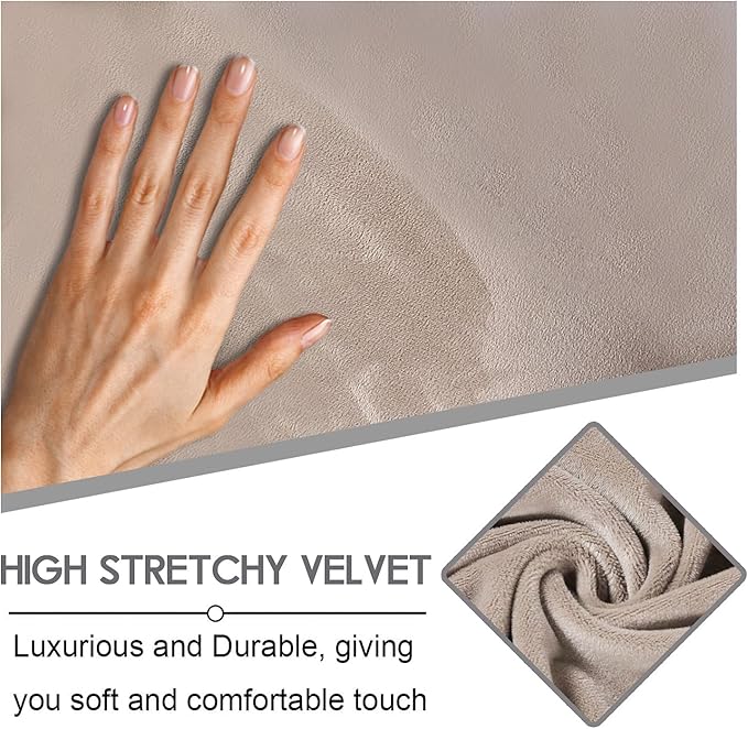 ULTICOR Reclining Love Seat Sofa Cover (6 Piece, Taupe), 48-65'' L, Velvet Stretch, Soft, Washable