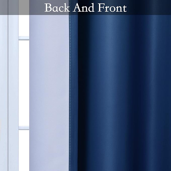 SimpleHome Ombre Room Darkening Curtains for Living Room, Light Blocking Gradient Blue to Grey White Thick Thermal Insulated Grommet Window Curtains/Drapes for Bedroom, 2 Panels, 42x63 inches Length