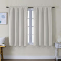 Simplebrand Ava Natural Short Blackout Curtains for Bedroom 45 Inches Long 2 Panels Set, Solid Thermal Insulated, Energy Saving Window Treatment Curtains Blackout Drapes, W40 x L45 Inch, Natural