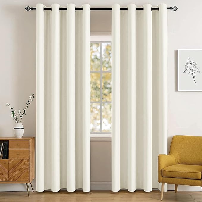 MIULEE Blackout Room Darkening Curtains Thermal Insulated Drapes Solid Window Treatment Set Grommet Top Light Blocking Curtain for Living Room/Bedroom 2 Panels 52 x 84 inch Length Cream
