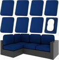 hyha 8Pcs Patio Cushion Covers, Stretch Outdoor Couch Cushion Covers Replacement, Washable Outdoor Chair/Sofa Slipcovers for Patio Furniture Cushions Protector with Elastic Bottom(Navy,Cover Only)