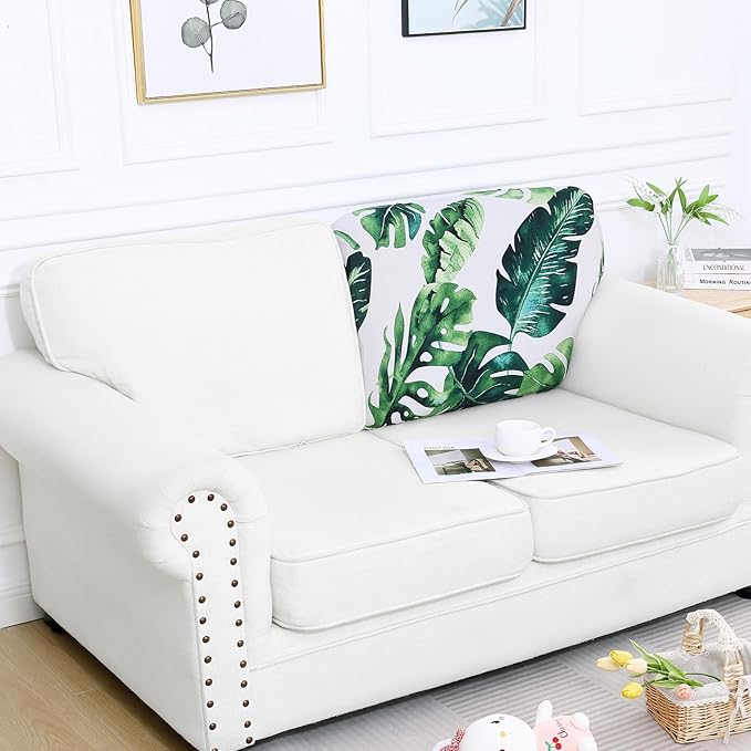 Smiry Printed Couch Cushion Covers, Stretch Soft Couch Covers for Sofa, Washable Non-Slip Sofa Slipcover Furniture Protector for Indoor and Outdoor (Backrest L, Green)