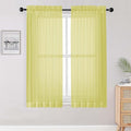 OWENIE Sheer Lemon Curtains for Bedroom Living Room 63 Inch Length 2 Panels Set, Modern Soft Solid Light Filtering Sheer Curtains for Dining Room, Rod Pocket Window Treatments, Lemon, 42" Wx63 L