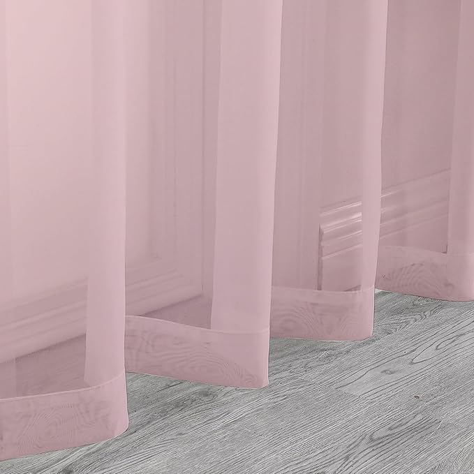 Chyhomenyc Blush Pink Sheer Curtains 78 Inches Long 2 Panels Set for Living Room, Light Filtering Voile Lightweight Bedroom Curtains, Rod Pocket Solid Window Treatment Drapes, Each 42W x 78L