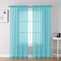 Chyhomenyc Aqua Sheer Curtains 72 Inch Length 2 Panels, Light Filtering Soft Airy Rod Pocket Voile Window Curtain Drapes for French Door Bedroom Living Room, Each 42Wx72L