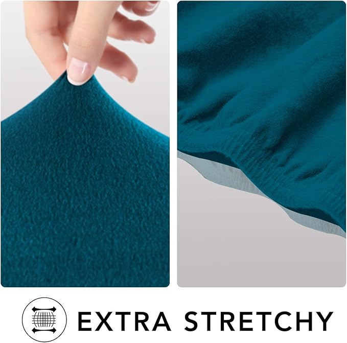 PureFit Super Stretch Sofa Slipcover – Spandex Non Slip Soft Couch Sofa Cover, Washable Furniture Protector with Non Skid Foam and Elastic Bottom for Kids, Pets （Loveseat, Peacock Blue）