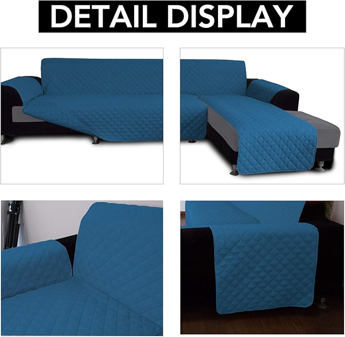 Easy-Going Sofa Slipcover L Shape Sofa Cover Sectional Couch Cover Furniture Protector Mat for Pets Dog Cat (X-Large,Peacock Blue/Peacock Blue)