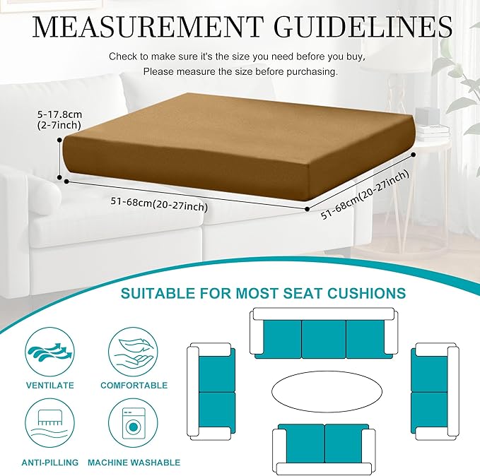 14Pcs Stretch Patio Cushion Covers,Outdoor Couch Covers Replacement,Outdoor Couch & Sofa Slipcovers,for Patio Furniture Cushion Covers,Washable Reusable Furniture Protector (Camel,Cover Only)