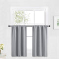 RYB HOME Blackout Cafe Curtains 30 inch Length, Short Light UV Heat Blocking Energy Saving Privacy Curtain Tiers for Basement Bathroom Kitchen Window, Width 29 by Length 30, Silver Grey, 2 Panels