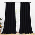 NICETOWN Bathroom Blackout Curtains and Drapes, Black Solid Thermal Insulated Grommet Blackout Drapery Panels for Window (2 Panels, 70 inches Wide by 95 inches Long, Black)