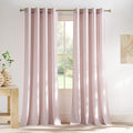 NICETOWN Thick Linen Blush Pink Curtains 2 Panels for Kids Room, Grommet Flax Linen Privacy Added with Light Filtering Window Treatments for Bedroom/Living Room, W55 x L96