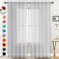 SpaceDresser Basic Rod Pocket Sheer Voile Window Curtain Panels Silver Grey 1 Pair 2 Panels 52 Width 54 Inch Long for Kitchen Bedroom Children Living Room Yard（Silver Grey, 52W x 54L）