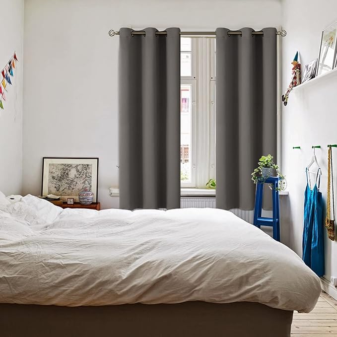 BGment Blackout Curtains for Bedroom - Grommet Thermal Insulated Room Darkening Curtains for Living Room, Set of 2 Panels (42 x 72 Inch, Grey)