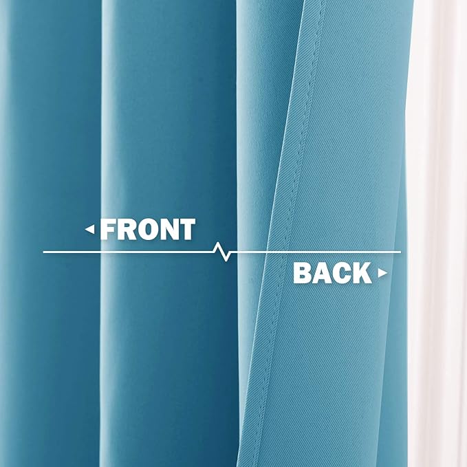 NICETOWN Thermal Insulated Blackout Window Curtains - Energy Efficient Home Decor Grommet-Top Short Curtains for Bedroom (42 by 36 1.2 inches Header, Teal Blue, 2 Packs)