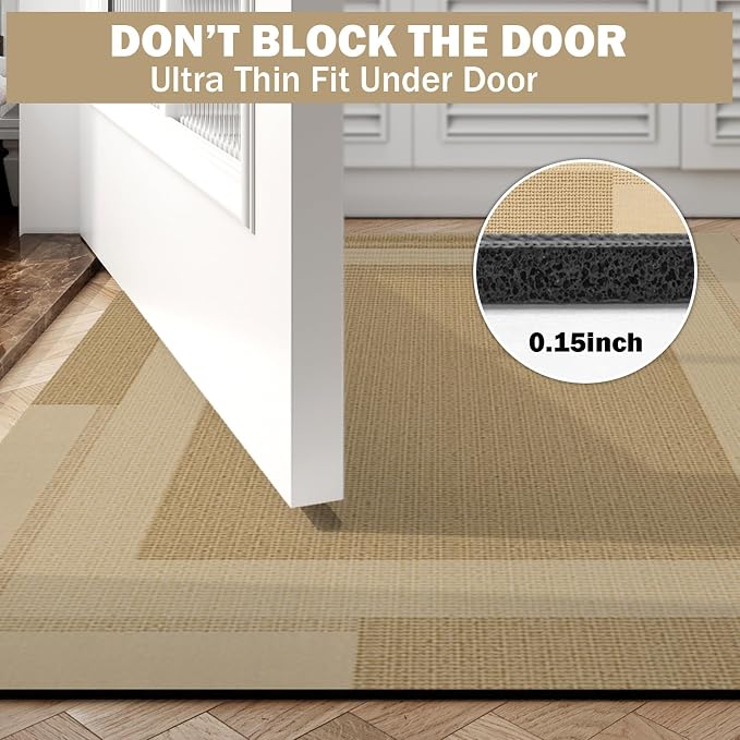 Bath Rug Runner 24x48 Brown, Non-Slip Rubber Backing, Quick Dry