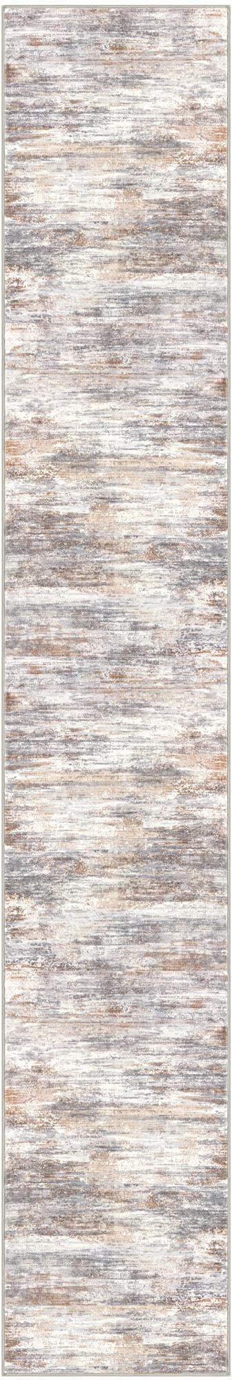 KOZYFLY Modern Abstract Runners for Hallways 2x12 Washable Rug Runner Non-Slip Soft Striped Kitchen Runner Rug, Multi Grey/Orange Print Carpet Runner for Entryway Bathroom