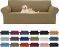 Cupuamon 2026 New Stretch Oversized Sofa Slipcovers Couch Sofa Cover for 4 Seater Furniture Protector Covers with Elastic Bottom Jacquard Fabric Small Checks for Pets, Kids - Tan