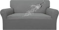Easy-Going 100% Waterproof Oversized Loveseat Couch Cover, Dual Waterproof Sofa Cover, Stretch Jacquard Sofa Slipcover, Leakproof Furniture Protector for Kids, Pets, Dog and Cat, Grey