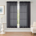 OWENIE Sheer Black Curtains, Sheer Curtains 63 inch Length 2 Panels Set, Rod Pocket Voile Fimly Sheer Drapes for Living Room Bedroom, 2pcs, Black, Each 59" W x 63" L