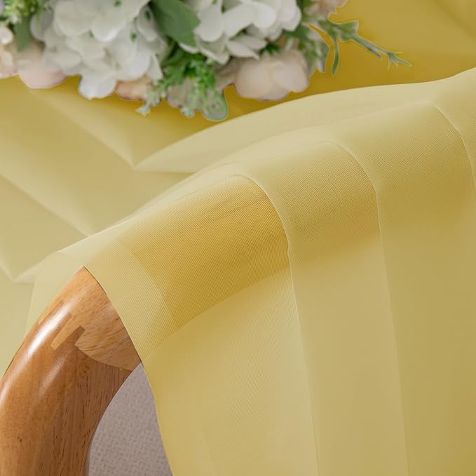 Chyhomenyc Mustard Yellow Sheer Curtains 54 Inches Long, Light Filtering Window Sheer Curtain Panel Drapes, Elegant Rod Pocket Soft Voile for Bedroom Living Room, Each 42Wx54L Inches, 2 Panels