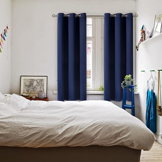 BGment Blackout Curtains for Living Room - Grommet Thermal Insulated Room Darkening Curtains for Bedroom, Set of 2 Panels (42 x 72 Inch, Navy Blue)