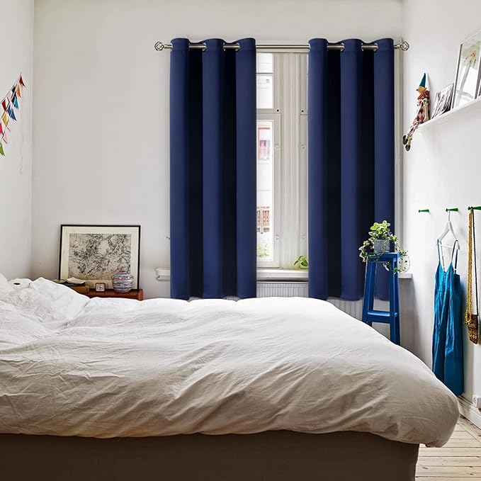 BGment Blackout Curtains for Bedroom - Grommet Thermal Insulated Room Darkening Curtains for Living Room, Set of 2 Panels (38 x 84 Inch, Navy Blue)