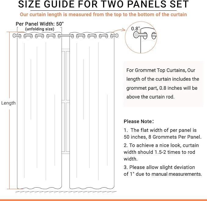 100% Blackout Shield Linen Blackout Curtains for Bedroom, Butter Cream Grommet Curtains for Living Room, Thermal Insulated Room Darkening Drapes for Nursery, Boho Home Decor, 50" W x 63" L, 2 Panels