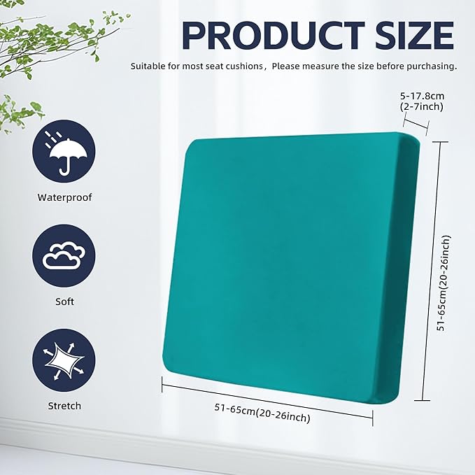8Pcs Outdoor Cushion Covers, Patio Cushion Covers,Stretch Elastic Slipcovers, Replacement Washable & Reusable Furniture Protector for Patio Couch (Peacock Blue,Cover Only)