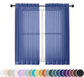 OWENIE Sheer Curtains 54 Inch Length 2 Panels Set, Royal Blue Clear Sheer Short Curtains for Small Window, Light Filtering Rod Pocket Curtain Sheers, 2 Pcs 84 Width 54 Long, Royal Blue