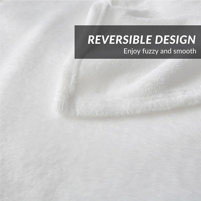 Bedsure GentleSoft White Fleece Throw Blanket - Mothers Birthday Gifts for Women 300GSM Blankets for Couch, Sofa, Bed, Soft Lightweight Plush Cozy Throws for Toddlers, 50x60 inches