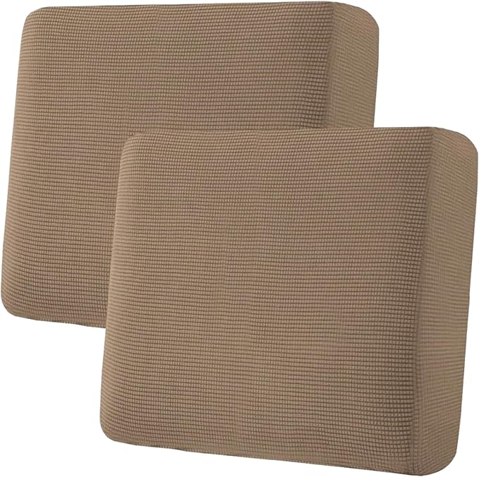 H.VERSAILTEX Super Stretch Individual Seat Cushion Covers Sofa Covers Couch Covers Slipcover Sets Thick Jacquard Textured Twill Fabric (2 Piece Large Sofa Cushion Covers, Macchiato)
